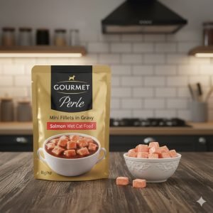 GOURMET Perle Mini Fillets in Gravy Salmon Wet Cat Food 85g PMP